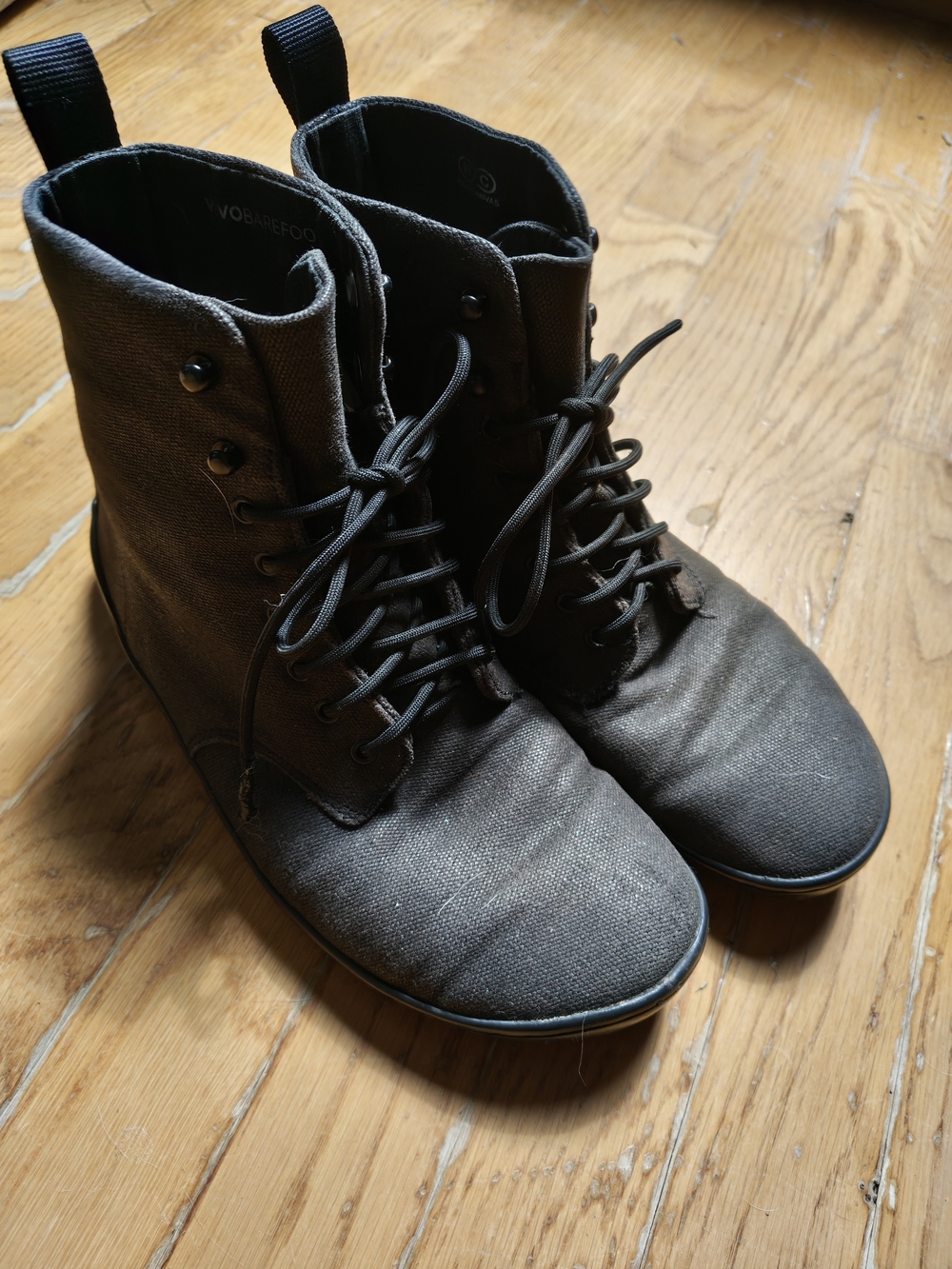 Vivo Barefoot Women's Charcoal Canvas Lace-Up Combat Boots